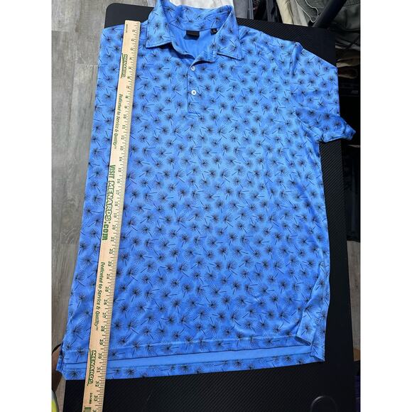 Dunning Boswell Jersey Performance Polo Surf Blue All Over Floral Print Size XL - Picture 5 of 11